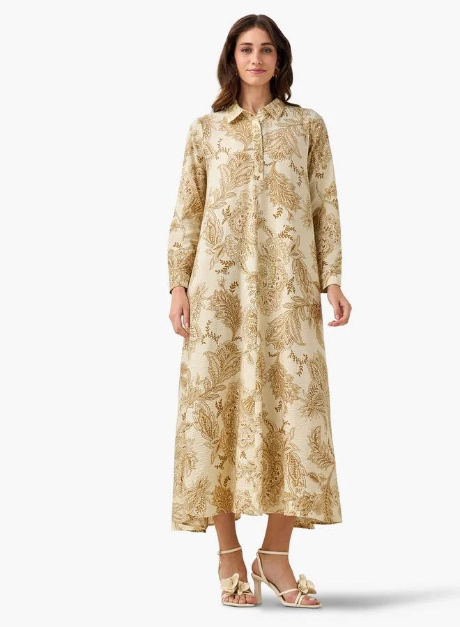 ايكونيك Iconic Printed Women Shirt Dress with Concealed Placket
